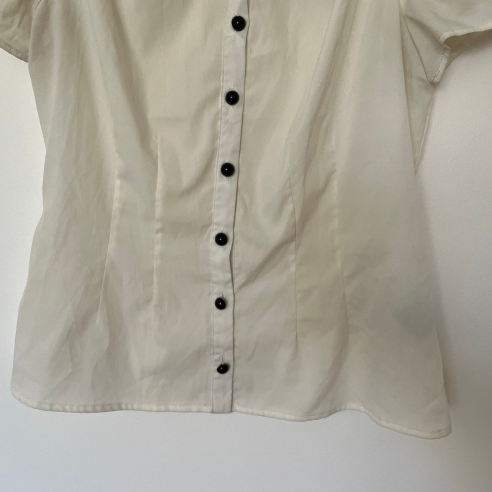 Hell Bunny White Spider Web Embroidered Collar Button Down Blouse XS Black Goth - Picture 4 of 7